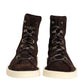 Brown Suede Lace Up Ankle Short Boots Shoes