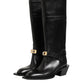 Black Logo Plaque Over The Calf Boot Shoes