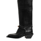 Black Logo Plaque Over The Calf Boot Shoes