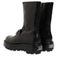 Black Logo Plaque Mid Calf Biker Boots Shoes