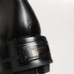 Black Logo Plaque Mid Calf Biker Boots Shoes