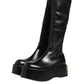 Black Logo Plaque Over The Calf Boots Shoes