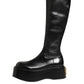 Black Logo Plaque Over The Calf Boots Shoes
