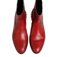 Red Studded Chelsea Short Ankle Boots Shoes