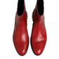 Red Studded Chelsea Short Ankle Boots Shoes