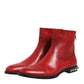 Red Studded Chelsea Short Ankle Boots Shoes