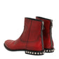Red Studded Chelsea Short Ankle Boots Shoes