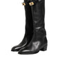 Black Logo Plaque Over The Calf Boots Shoes