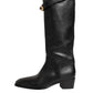 Black Logo Plaque Over The Calf Boots Shoes
