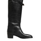 Black Logo Plaque Over The Calf Boots Shoes