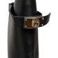 Black Logo Plaque Over The Calf Boots Shoes