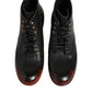 Black Red Lace Up Short Ankle Boot Shoes
