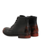 Black Red Lace Up Short Ankle Boot Shoes