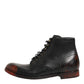 Black Red Lace Up Short Ankle Boot Shoes