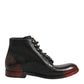 Black Red Lace Up Short Ankle Boot Shoes