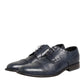 Blue Leather Wingtip Lace-up Formal Derby Shoes