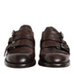 Brown Leather Monk Strap Formal Derby Shoes