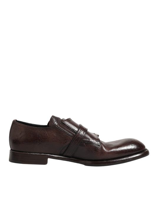 Brown Leather Monk Strap Formal Derby Shoes