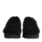 Dress Black Fur Leather Slippers Men Shoes