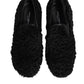 Dress Black Fur Leather Slippers Men Shoes