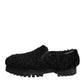 Dress Black Fur Leather Slippers Men Shoes