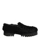 Dress Black Fur Leather Slippers Men Shoes