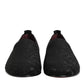 Black Brocade Loafers Slip On Men Dress Shoes