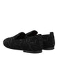 Black Brocade Loafers Slip On Men Dress Shoes
