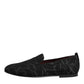 Black Brocade Loafers Slip On Men Dress Shoes