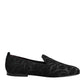 Black Brocade Loafers Slip On Men Dress Shoes