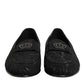 Black Brocade Crown Loafers Dress Shoes