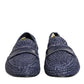 Blue Woven Leather Slip On Loafers Men Shoes