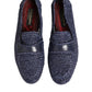 Blue Woven Leather Slip On Loafers Men Shoes