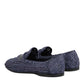 Blue Woven Leather Slip On Loafers Men Shoes