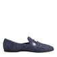 Blue Woven Leather Slip On Loafers Men Shoes