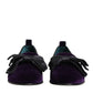 Purple Suede Cotton Bow Slip On Loafers Shoes