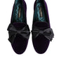 Purple Suede Cotton Bow Slip On Loafers Shoes