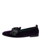 Purple Suede Cotton Bow Slip On Loafers Shoes