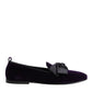 Purple Suede Cotton Bow Slip On Loafers Shoes