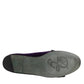 Purple Suede Cotton Bow Slip On Loafers Shoes