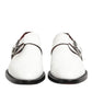 White Leather Monk Strap Formal Derby Shoes