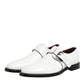 White Leather Monk Strap Formal Derby Shoes