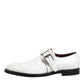 White Leather Monk Strap Formal Derby Shoes