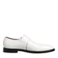 White Leather Monk Strap Formal Derby Shoes
