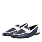 White Blue Leather Slip On Loafers Men Formal Shoes
