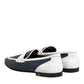 White Blue Leather Slip On Loafers Men Formal Shoes