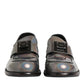 Metallic Silver Logo Slip On Men Dress Shoes