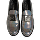Metallic Silver Logo Slip On Men Dress Shoes