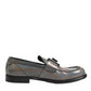 Metallic Silver Logo Slip On Men Dress Shoes