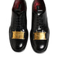 Black Leather Dress Lace Up Logo Plaque Shoes